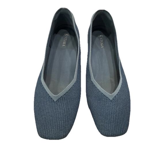 Vivaia Denim Blue Margot 2.0 Square-Toe-V Cut Women's Flats EU 42 (US 10.5-11) - Picture 3 of 9